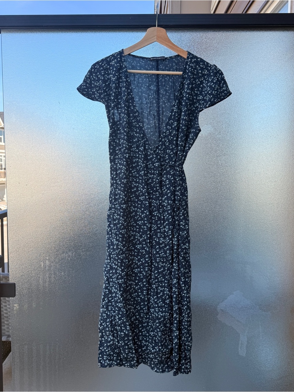 Brandy Melville Navy Floral Wrap Dress